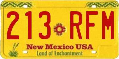 NM license plate 213RFM