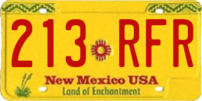 NM license plate 213RFR