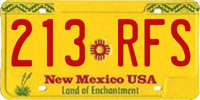 NM license plate 213RFS