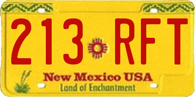 NM license plate 213RFT