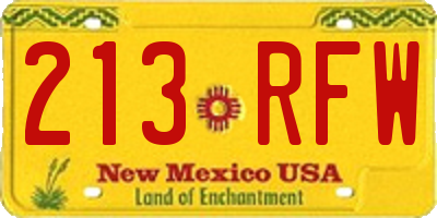 NM license plate 213RFW