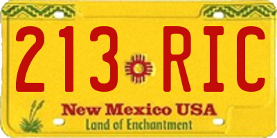 NM license plate 213RIC