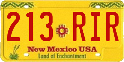 NM license plate 213RIR