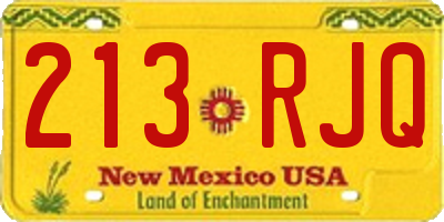 NM license plate 213RJQ