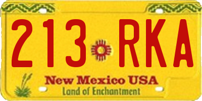 NM license plate 213RKA