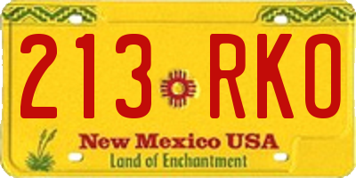 NM license plate 213RKO