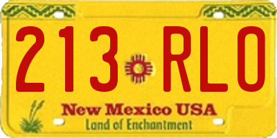 NM license plate 213RLO