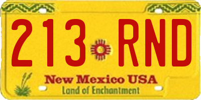 NM license plate 213RND