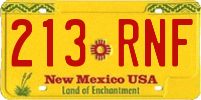 NM license plate 213RNF