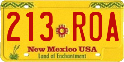 NM license plate 213ROA