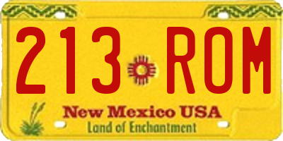 NM license plate 213ROM