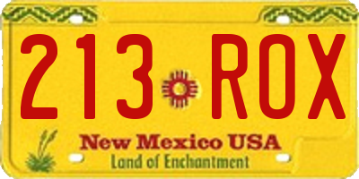 NM license plate 213ROX