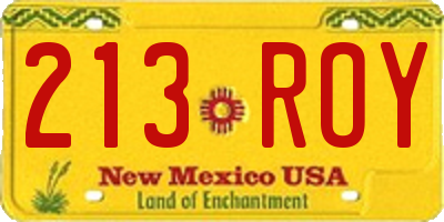 NM license plate 213ROY