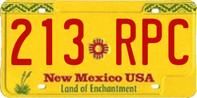 NM license plate 213RPC