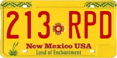 NM license plate 213RPD