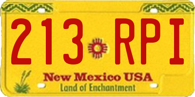 NM license plate 213RPI