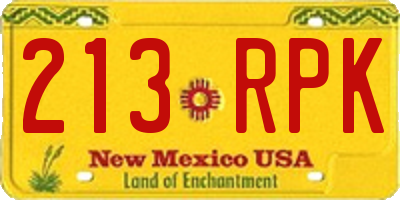NM license plate 213RPK