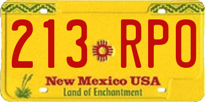 NM license plate 213RPO