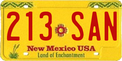 NM license plate 213SAN