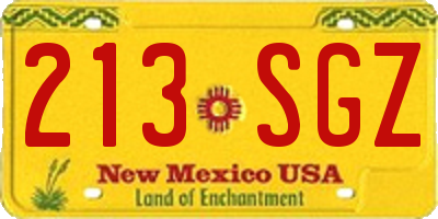 NM license plate 213SGZ