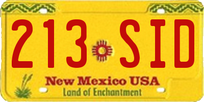 NM license plate 213SID