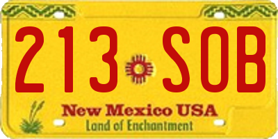 NM license plate 213SOB