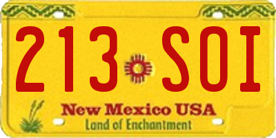 NM license plate 213SOI