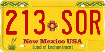 NM license plate 213SOR