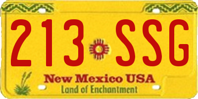 NM license plate 213SSG