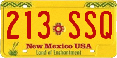 NM license plate 213SSQ
