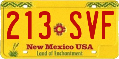 NM license plate 213SVF