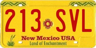 NM license plate 213SVL