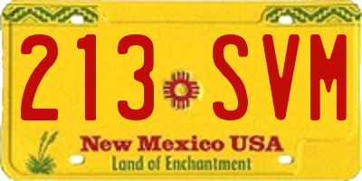 NM license plate 213SVM