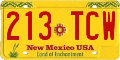 NM license plate 213TCW