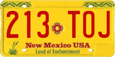 NM license plate 213TOJ