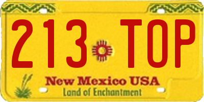 NM license plate 213TOP