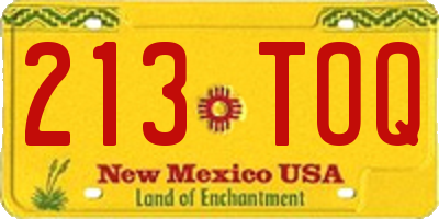 NM license plate 213TOQ