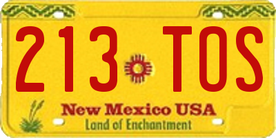 NM license plate 213TOS