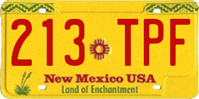 NM license plate 213TPF
