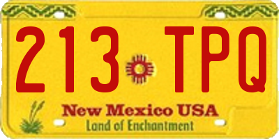 NM license plate 213TPQ