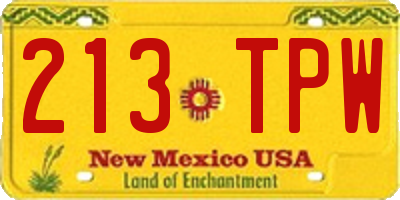 NM license plate 213TPW