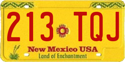 NM license plate 213TQJ