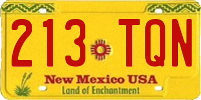 NM license plate 213TQN
