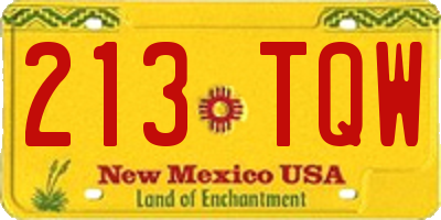 NM license plate 213TQW