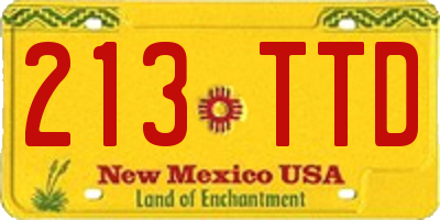 NM license plate 213TTD