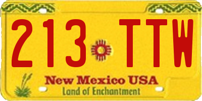 NM license plate 213TTW