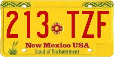 NM license plate 213TZF