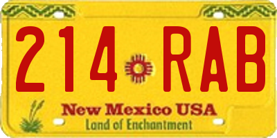 NM license plate 214RAB
