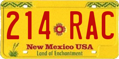 NM license plate 214RAC