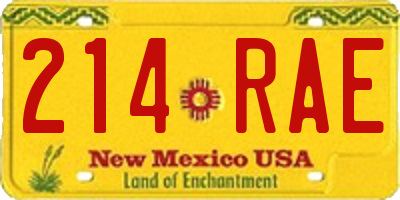 NM license plate 214RAE